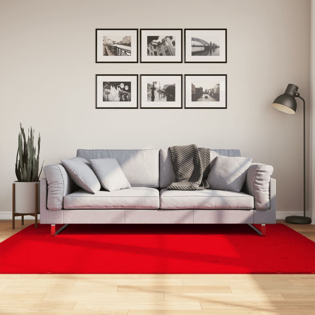 Vidaxl rug Huarte low -pole soft washable 140x200 cm red