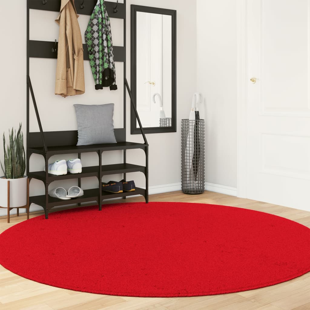 Vidaxl Rug Huarte Low -pole Soft omyvatelné Ø 200 cm červená