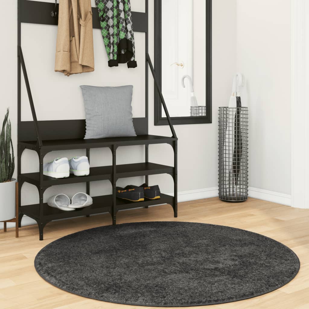 Vidaxl Teppich Pamplona Shaggy Hochflor Modern ø 120 cm Anthrazit
