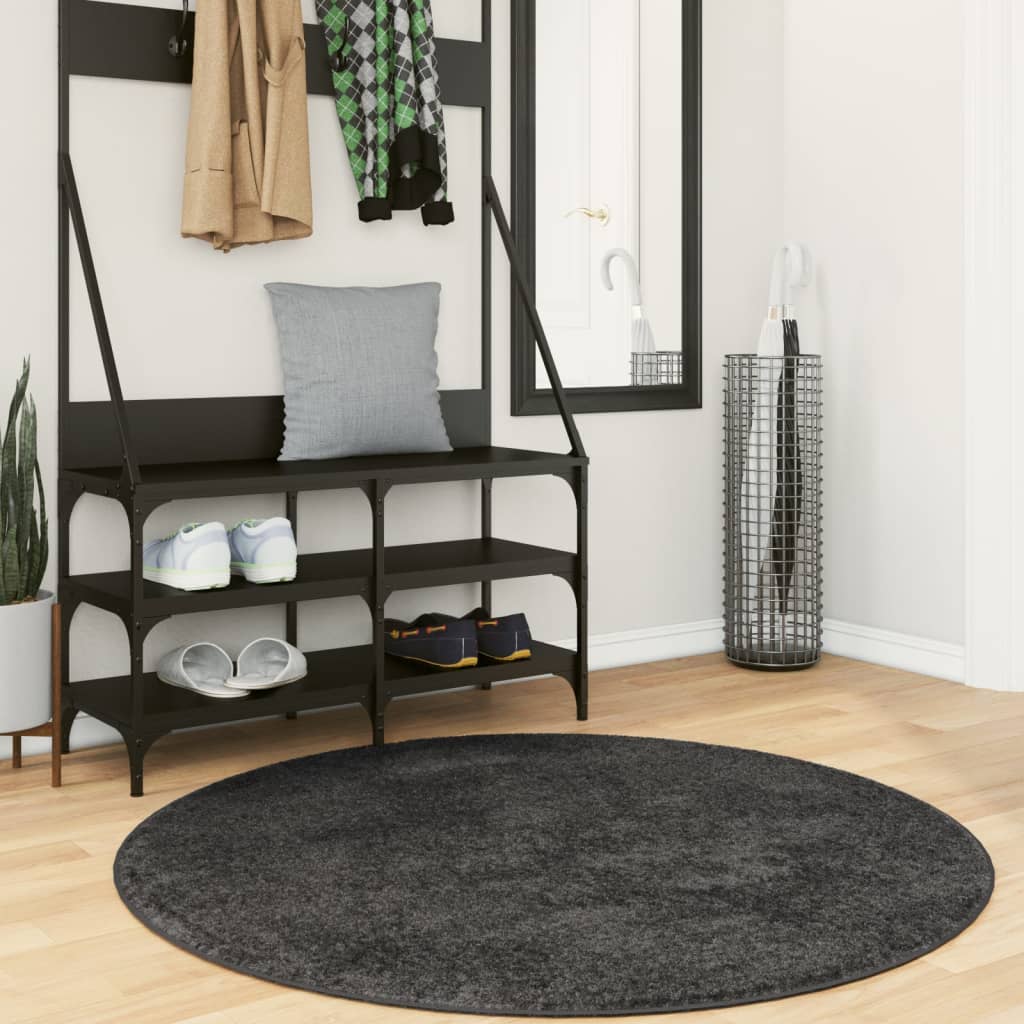 Vidaxl Rug Pamplona Shaggy meget moderne Ø 160 cm Anthracite