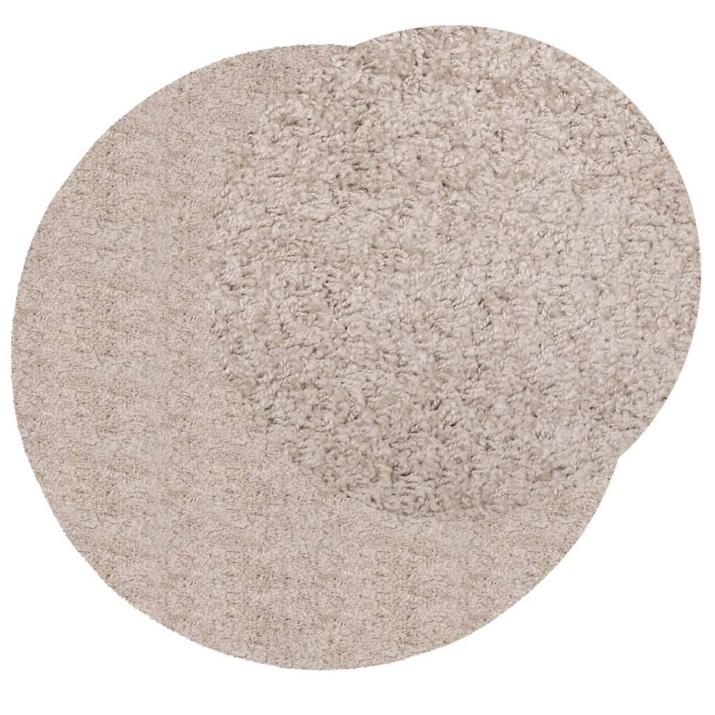 VidaXL Teppich Pamplona Shaggy Hochflor Modern ø 80 cm Beige