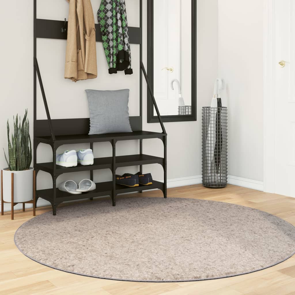 VidaXL Teppich Pamplona Shaggy Hochflor Modern ø 160 cm Beige