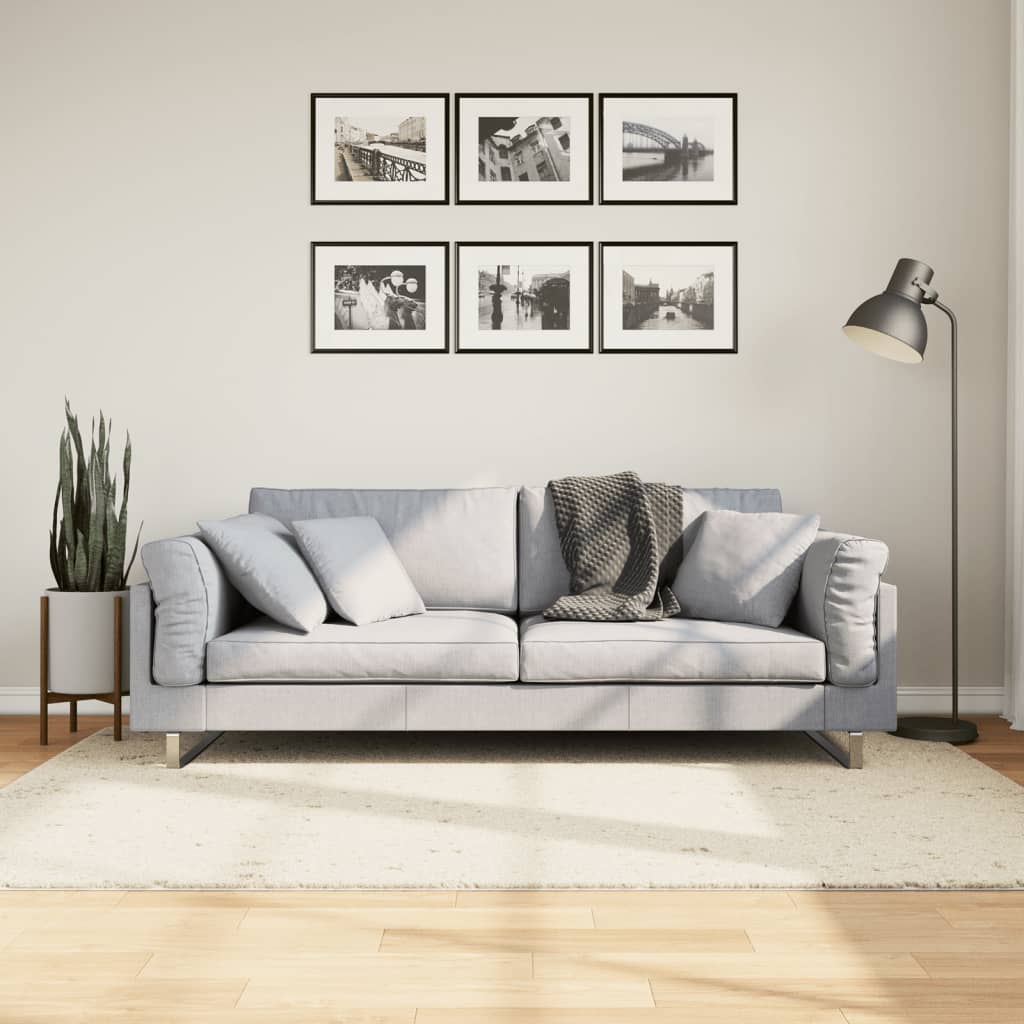 VidaXL Teppich Pamplona Shaggy Hochflor Modern 140x200 cm Creme