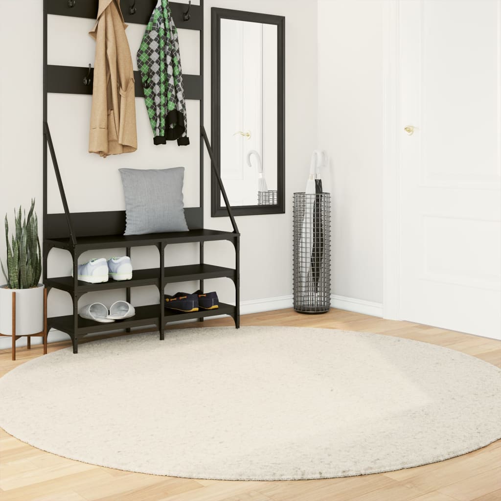 Vidaxl rug Paramploa Shamgy héich modern Ø 200 cm Crème Faarf