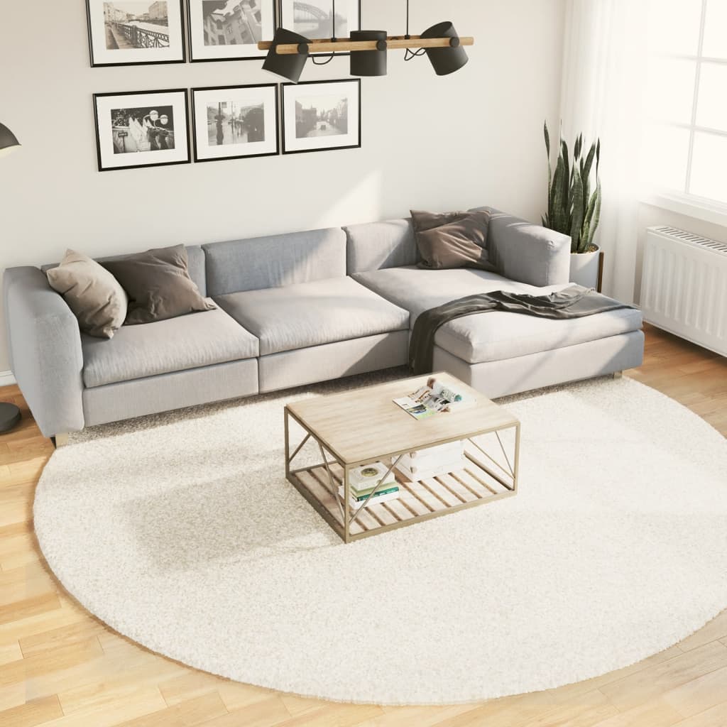 Vidaxl Rug Pamplona Shaggy Zelo moderna Ø 280 cm kremna barva