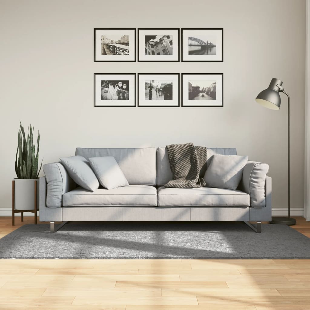 VidaXL Teppich Pamplona Shaggy Hochflor Modern 100x200 cm Grau