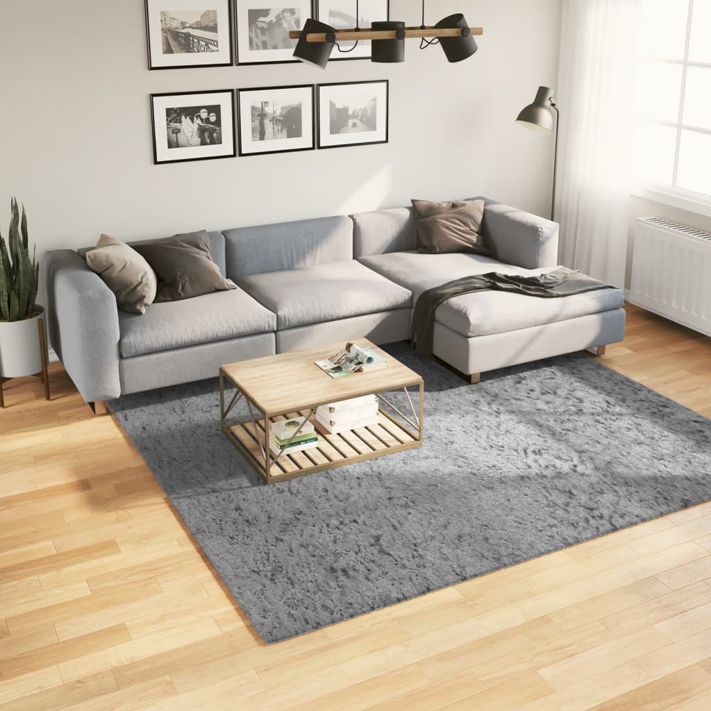 VidaXL Teppich Pamplona Shaggy Hochflor Modern 240x240 cm Grau