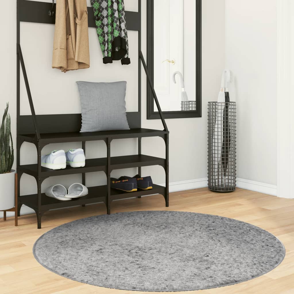 Vidaxl vloerkleed pamplona shaggy hoogpolig modern ø 120 cm grijs