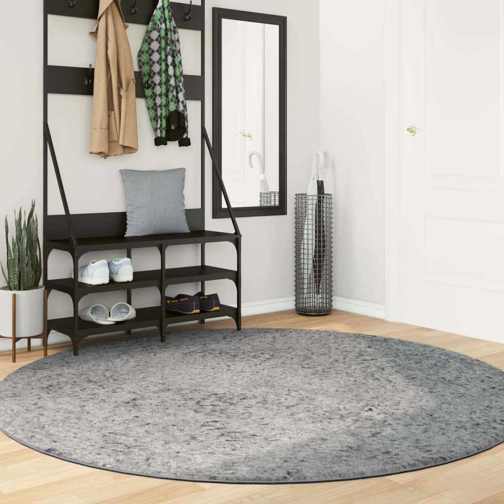 Vidaxl Rug Pamplona Shaggy visoko pol moderno Ø 200 cm siva