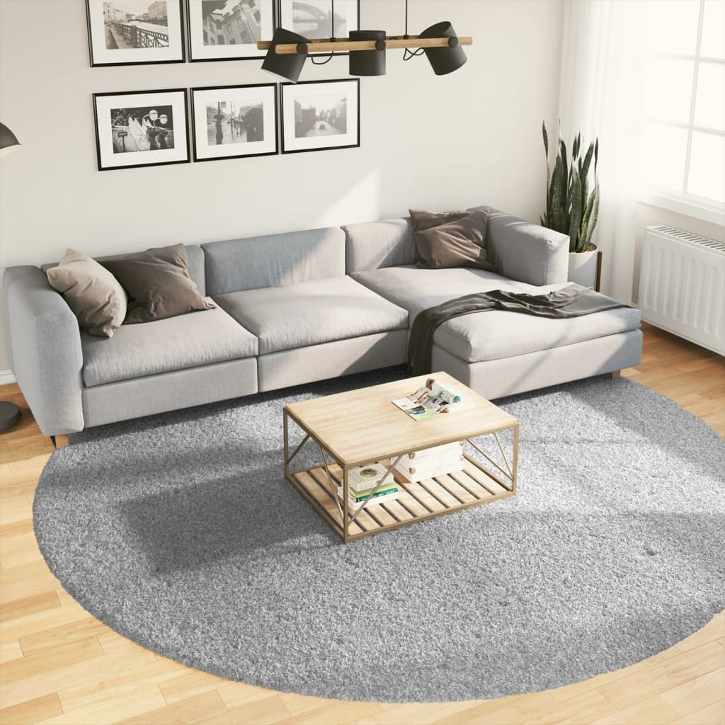 VidaXL Teppich Pamplona Shaggy Hochflor Modern ø 280 cm Grau