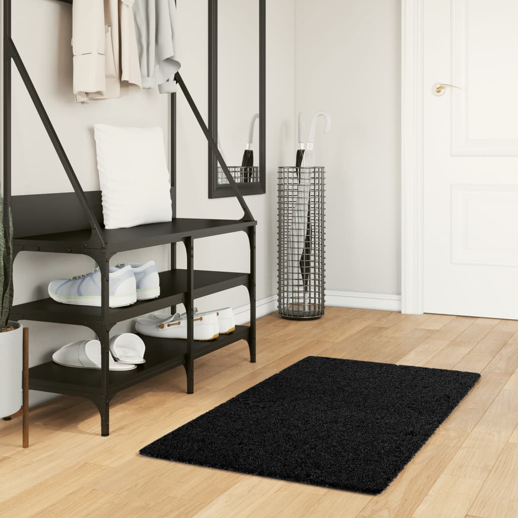 Vidaxx Teppich Pamplona Shaggy Hochflor Modern 60x110 cm Schwarz