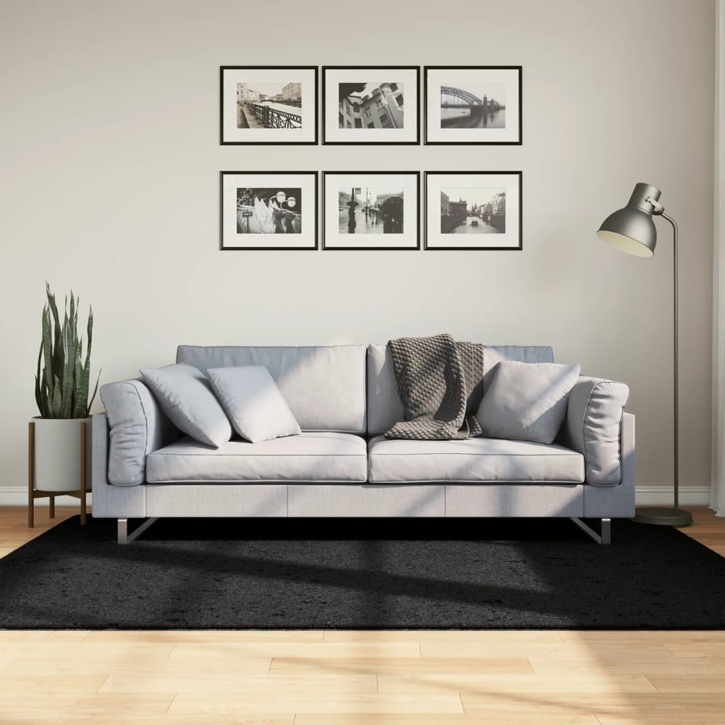 Bidaxl -mattan Pamplona Shaggy mycket modern 140x200 cm svart