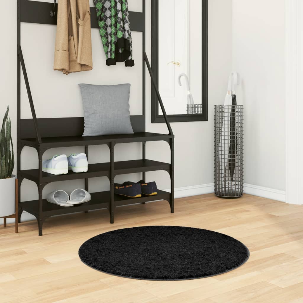Vidaxx Teppich Pamplona Shaggy Hochflor Modern ø 80 cm Schwarz