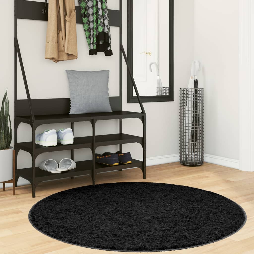 Vidaxl Rug Pamplona Shaggy Vysoce moderní Ø 120 cm černá