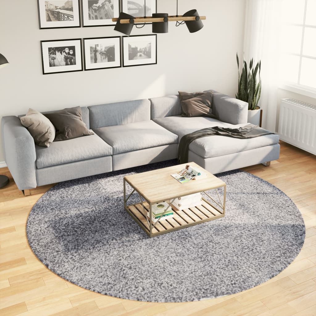 VidaXL Teppich Pamplona Shaggy Hochflor Modern ø 240 cm Blau