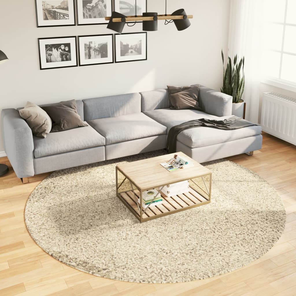 Vidaxl Rug Pamplona Shaggy Sterkt moderne Ø 240 cm gullfarge