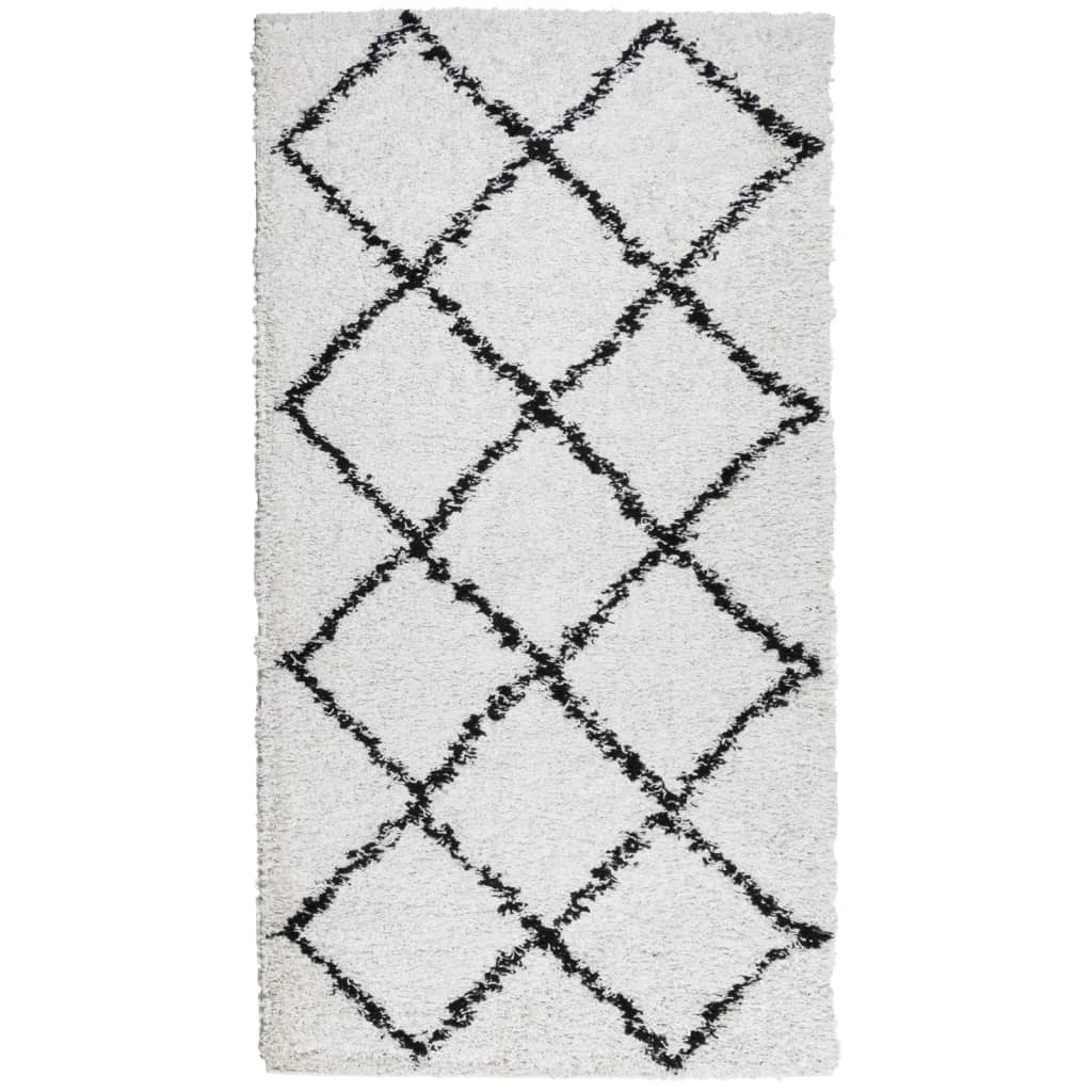 Vidaxl Rug Shaggy High Pile Moderne 60x110 cm creme og sort