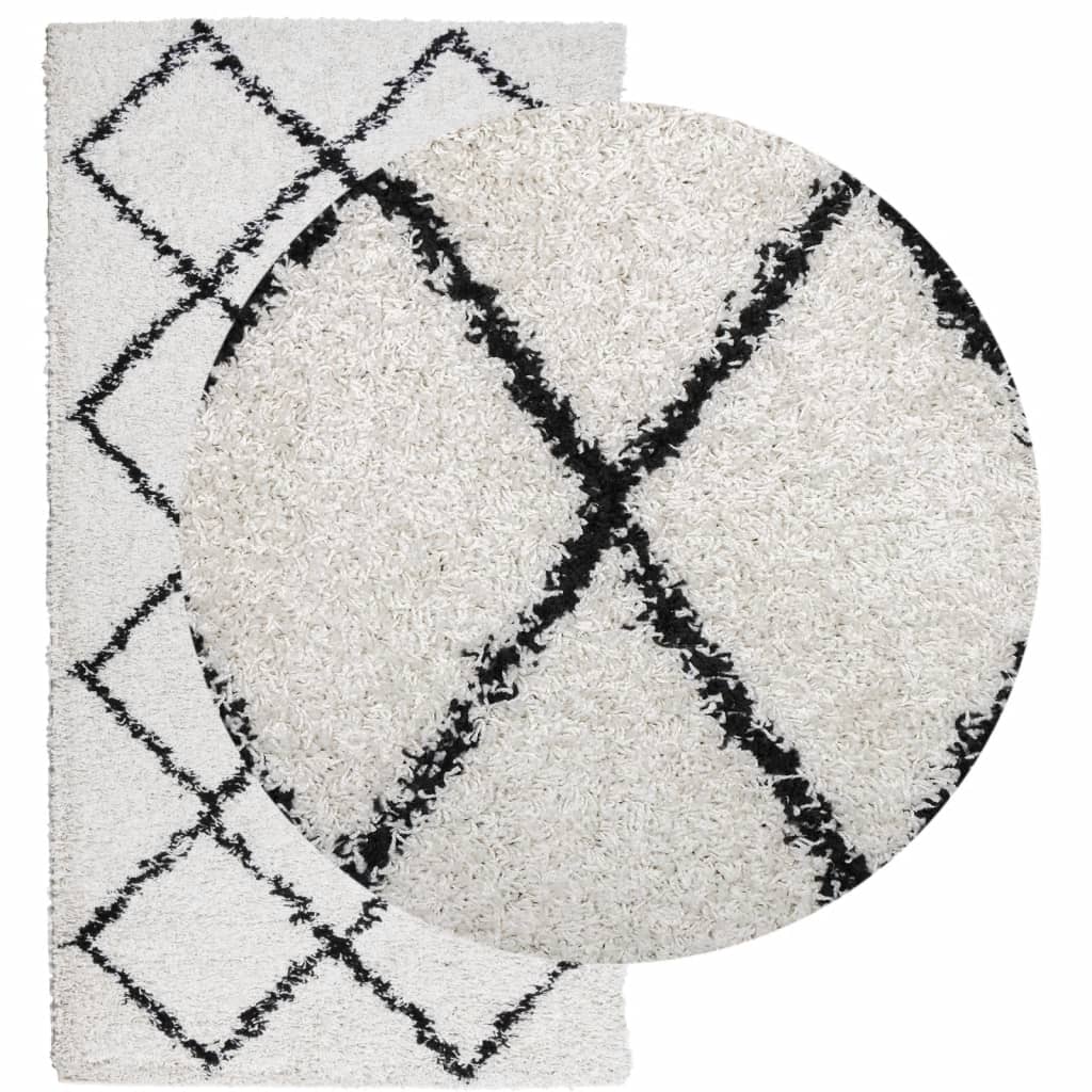 Vidaxl rug Shaggy high pile modern 60x110 cm cream and black