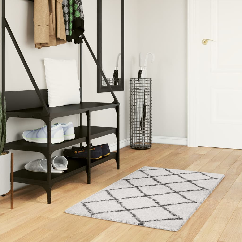 VidaXL Teppich Pamplona Shaggy Hochflor 60x110 cm Creme und Schwarz
