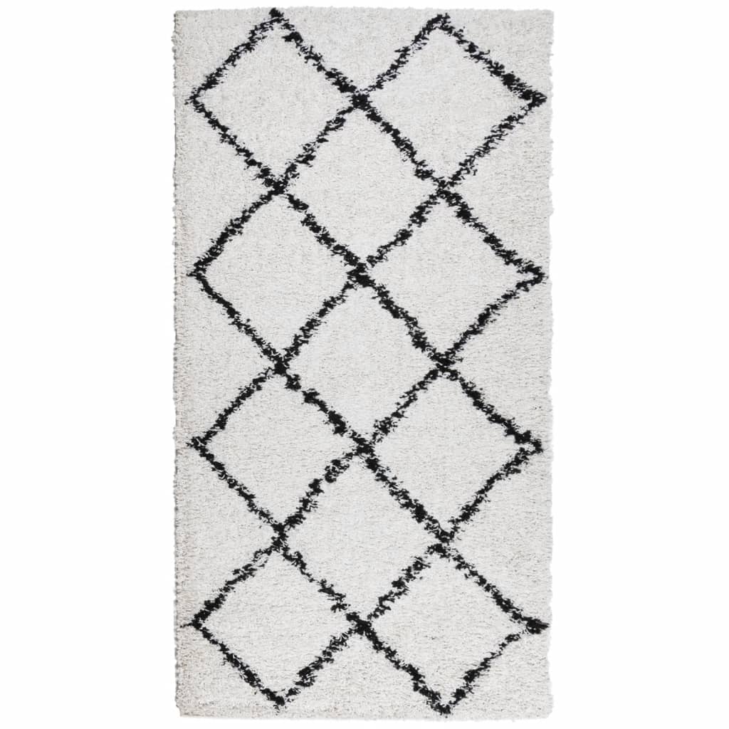 VidaXL Teppich Pamplona Shaggy Hochflor 80x150 cm Creme und Schwarz