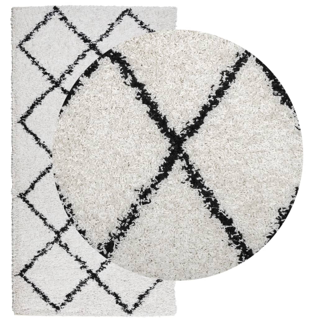VidaXL Teppich Pamplona Shaggy Hochflor 80x150 cm Creme und Schwarz