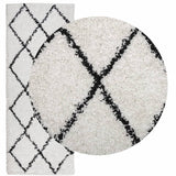 Vidaxl Rug Shaggy High Pile Modern 80x200 cm creme og sort