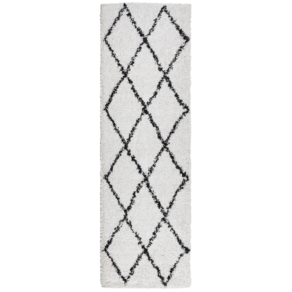 Vidaxl Rug Shaggy High Pile Modern 80x250 cm krem ​​og svart