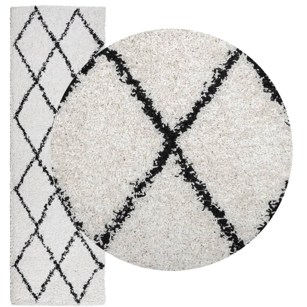 Vidaxl Rug Shaggy High Pile Modern 80x250 cm krem ​​og svart