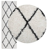 Vidaxl Rug Shaggy High Pile Modern 80x250 cm creme og sort