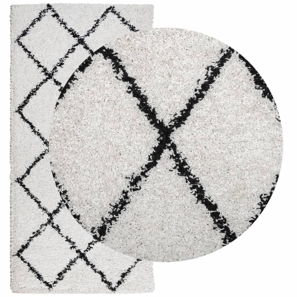 VidaXL Teppich Pamplona Shaggy Hochflor 100x200 cm Creme und Schwarz