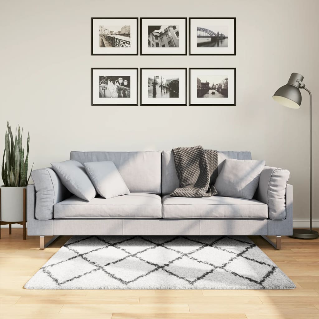 VidaXL Teppich Pamplona Shaggy Hochflor 120x120 cm Creme und Schwarz