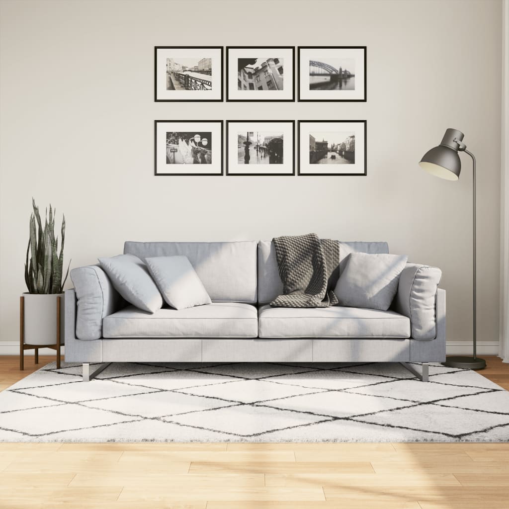 Vidaxl koberec Shaggy High Pile Modern 140x200 cm krém a černá