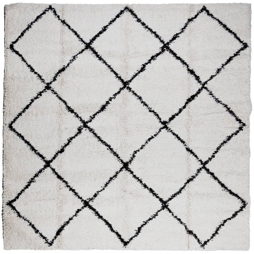 Vidaxl Rug Shaggy High Pile Modern 160x160 cm creme og sort