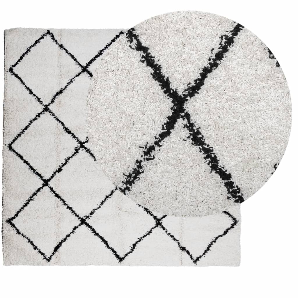 Vidaxl rug Shaggy high pile modern 160x160 cm cream and black