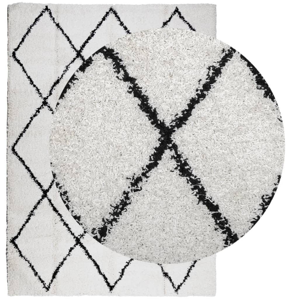 Vidaxl Rug Pamplona Shaggy Sterkt pol 200x280 cm krem ​​og svart