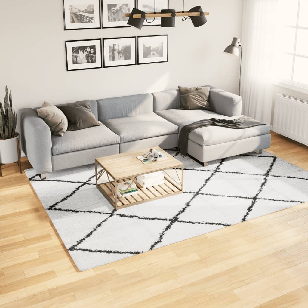 Vidaxl Rug Pamplona Shaggy Sterkt pol 200x280 cm krem ​​og svart