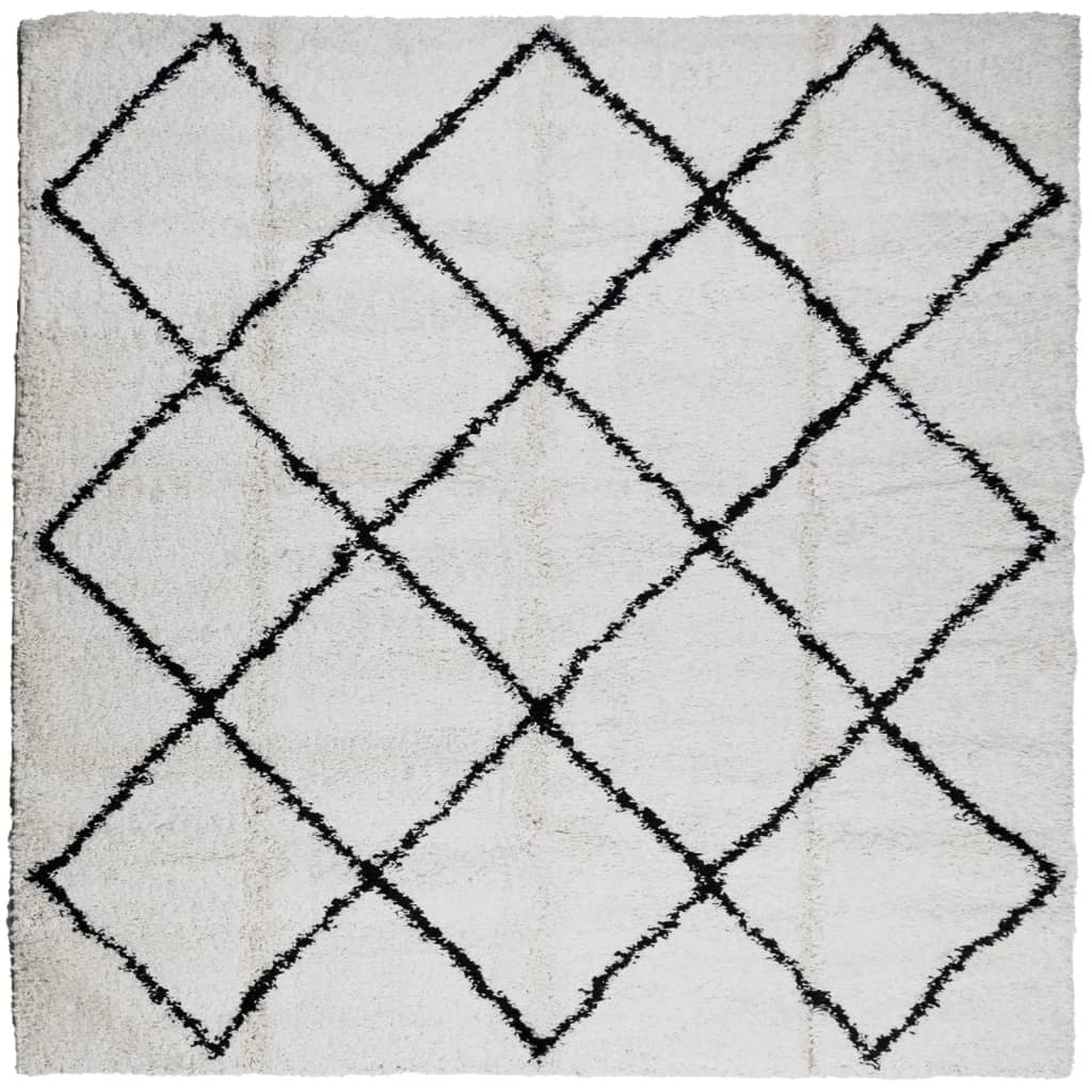 Vidaxl Rug Pamplona Shaggy meget pol 240x240 cm creme og sort