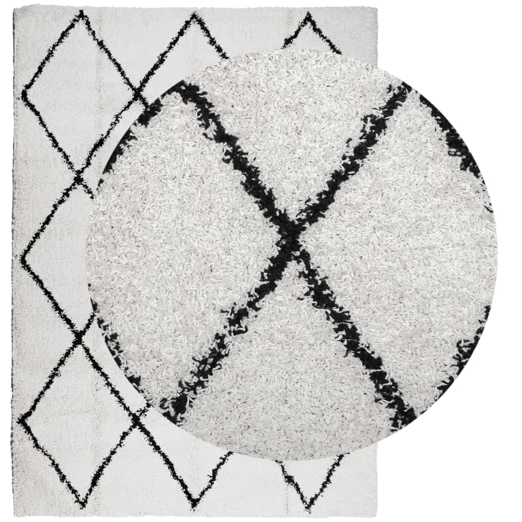 VidaXL Teppich Pamplona Shaggy Hochflor 240x340 cm Creme und Schwarz