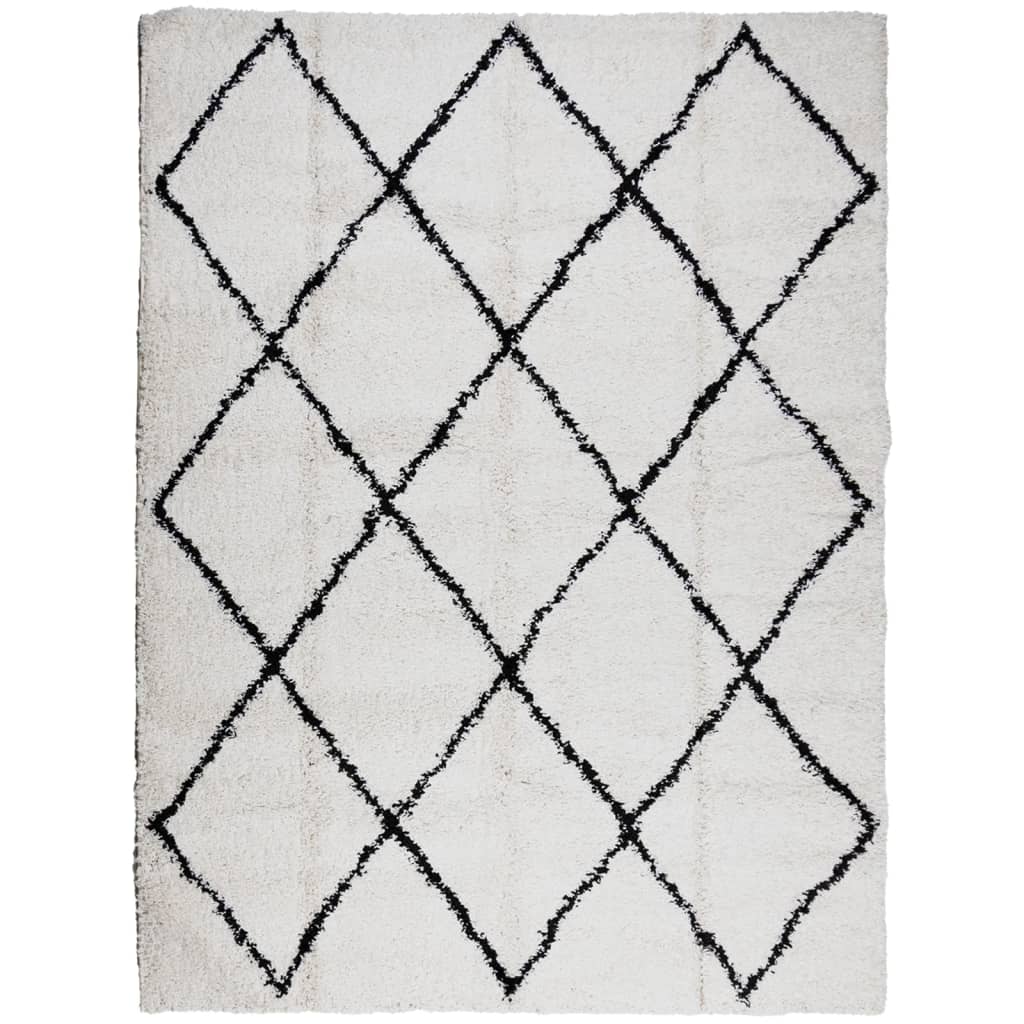 VidaXL Teppich Pamplona Shaggy Hochflor 300x400 cm Creme und Schwarz
