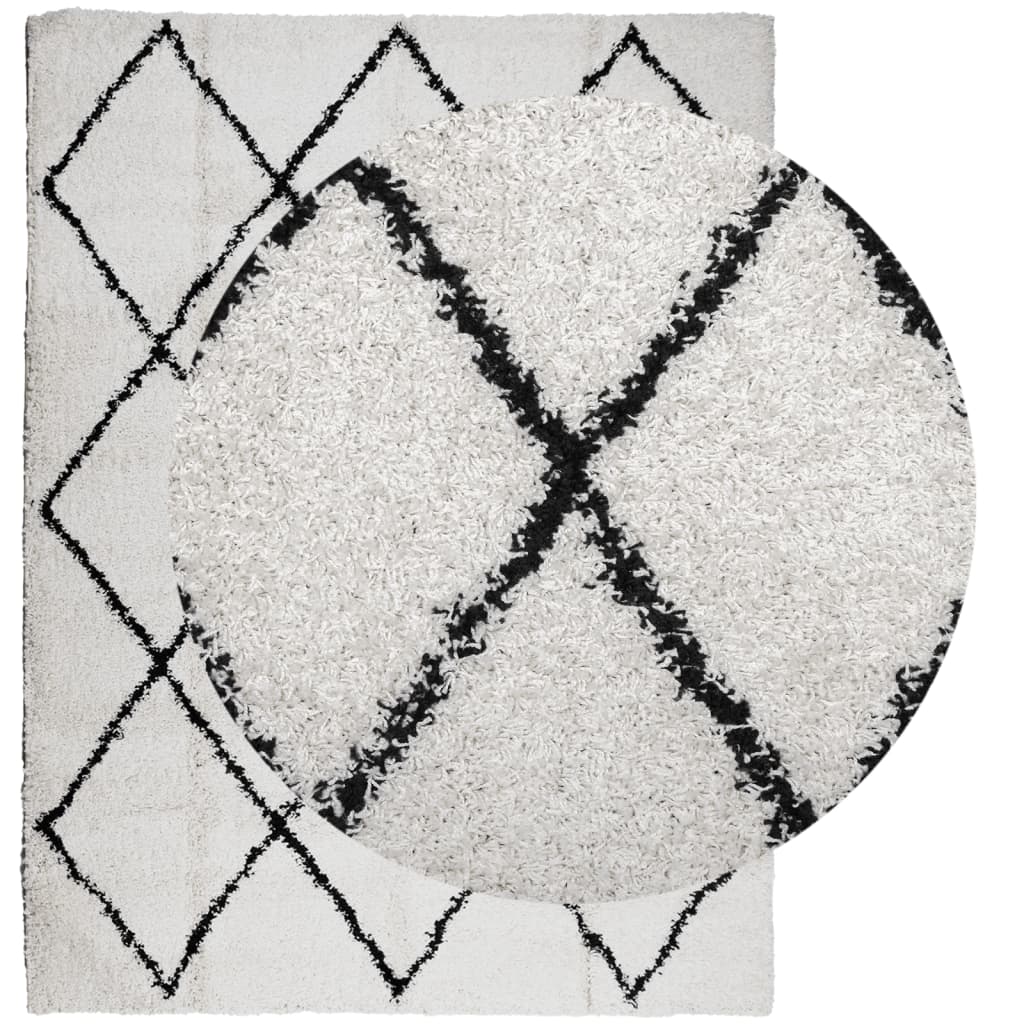 VidaXL Teppich Pamplona Shaggy Hochflor 300x400 cm Creme und Schwarz