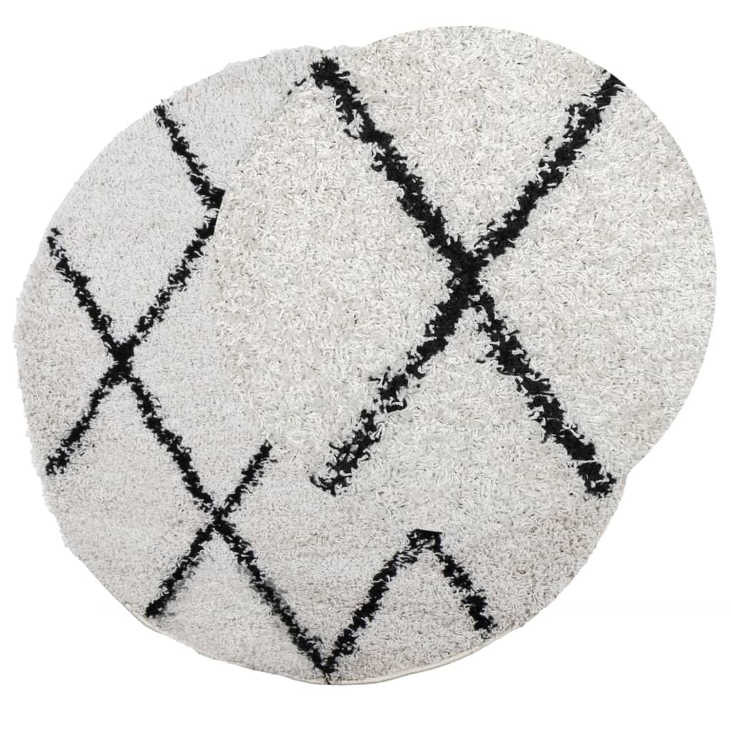 Vidaxl RUG PAMPLONA SHAGGY ALTAMENTE MOLLA Ø 80 cm Crema e nero