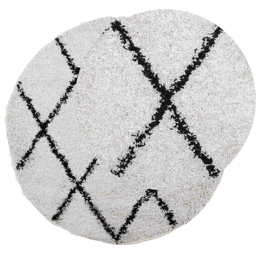 Vidaxl rug Shaggy high pile modern Ø 100 cm cream color and black