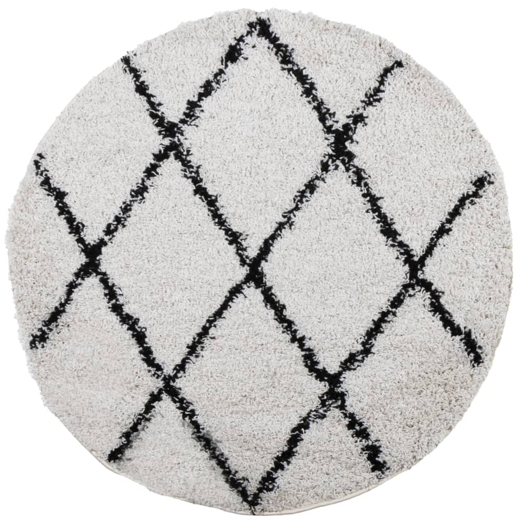 VidaXL Teppich Pamplona Shaggy Hochflor ø 160 cm Creme und Schwarz