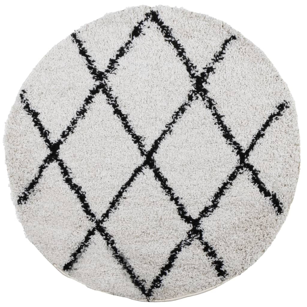 Vidaxl Rug Pamplona Shaggy Meget bunke Ø 160 cm creme og sort