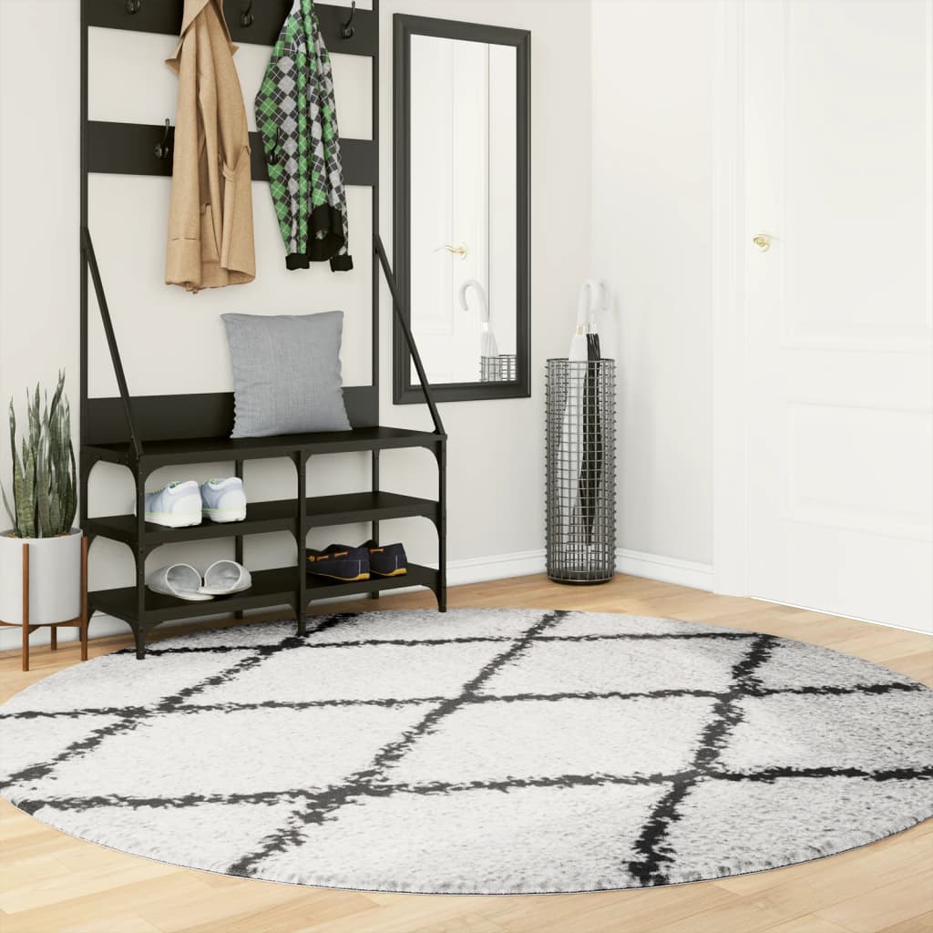 VidaXL rug Pamplona Shaggy Highly pile Ø 200 cm cream and black