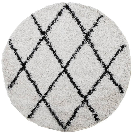 VidaXL Teppich Pamplona Shaggy Hochflor ø 240 cm Creme und Schwarz