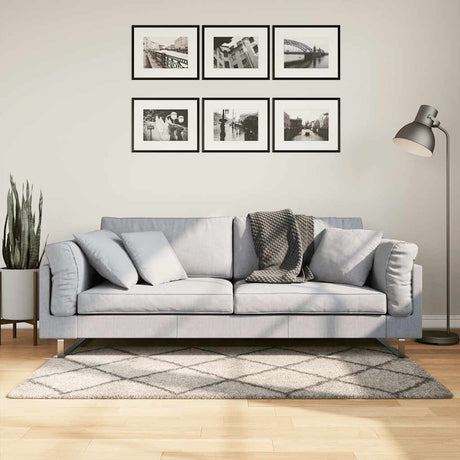 VidaXL Teppich Pamplona Shaggy Hochflor 80x150 cm Beige Anthrazit