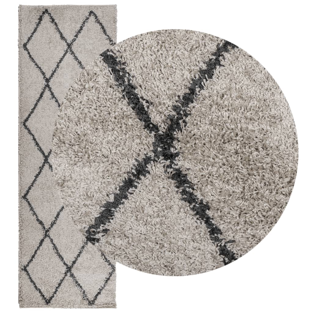 VidaXL Teppich Pamplona Shaggy Hochflor 80x250 cm Beige Anthrazit