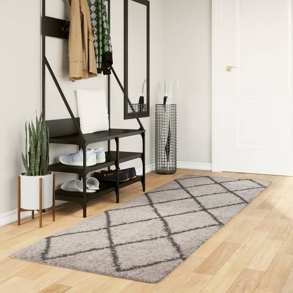 VidaXL Teppich Pamplona Shaggy Hochflor 80x250 cm Beige Anthrazit