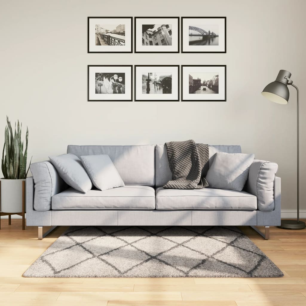 VidaXL Teppich Pamplona Shaggy Hochflor 120x120 cm Beige Anthrazit